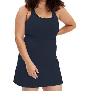 Girlfriend Collective Paloma racerback dress navy blue